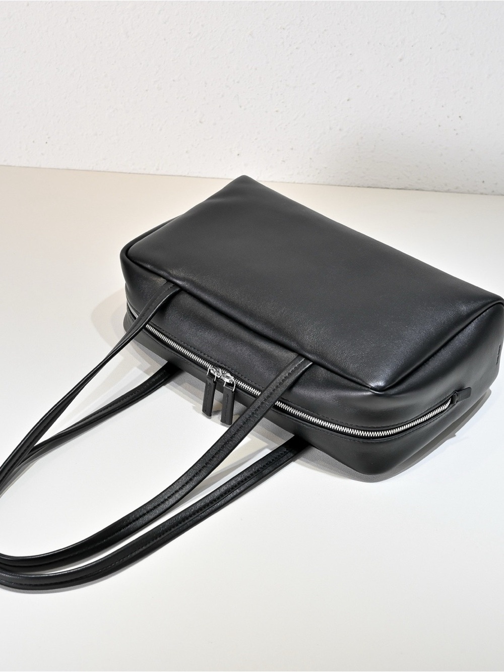 The Row  Classic Black Leather Laptop Tote Bag